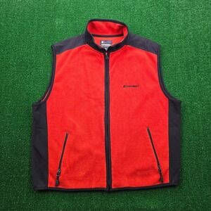 American Eagle Vest Mens 2XL Orange Black Performance Fleece Full Zip Sleeveless